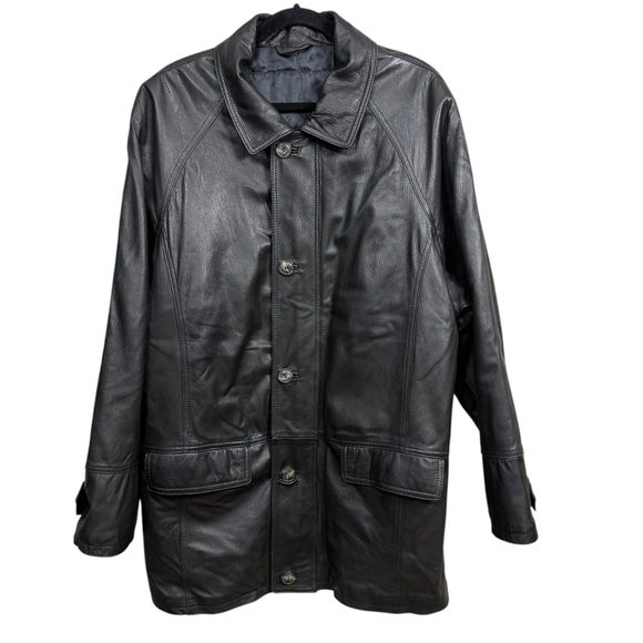 Vintage Pyphe Wuytens Belgian Leather Coat Men’s Size 50 US Large Black